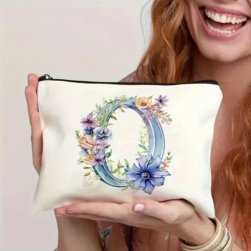 trousse de maquillage pour femme a-z lettre motif créatif sacs de maquillage sac de rangement sacs à fermeture éclair pochette de maquillage