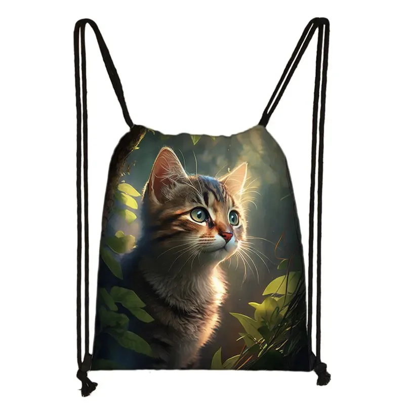 sac à dos imprimé chaton mignon pour femmes, sacs à cordon de serrage chat siamois, sac à bandoulière décontracté pour adolescents, sacs à livres de voyage, porte-chaussures