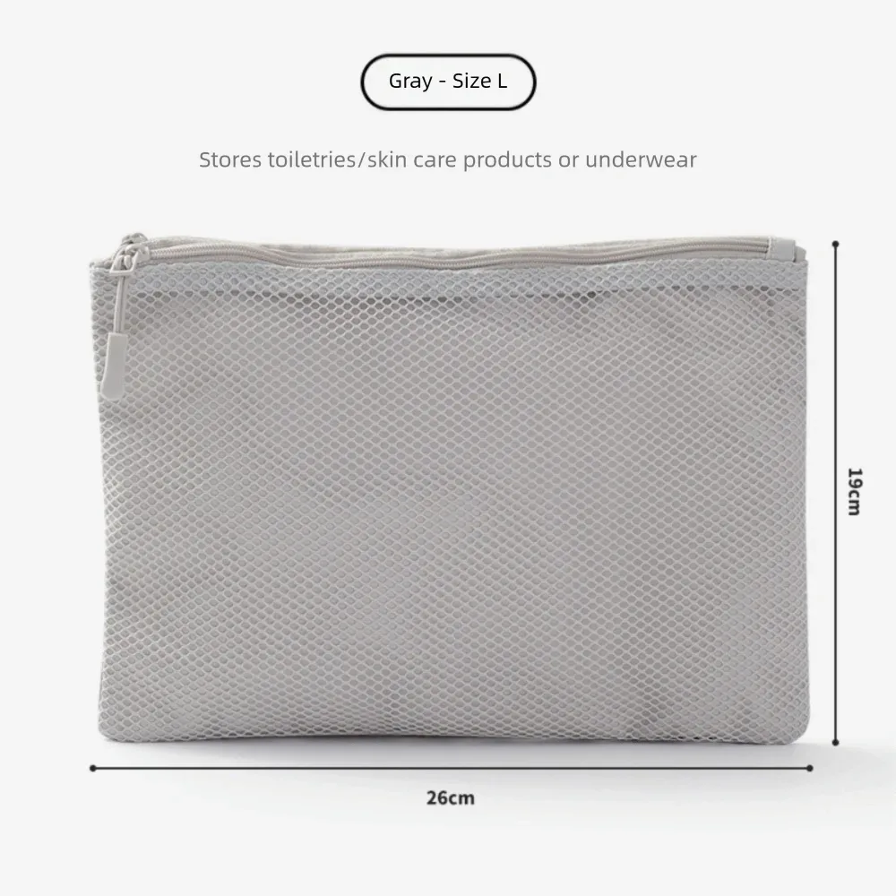 pochette de rangement polyvalente en maille à double fermeture éclair, en polyester, multi-tailles, pochette à cosmétiques double couche, pour câbles et chargeurs