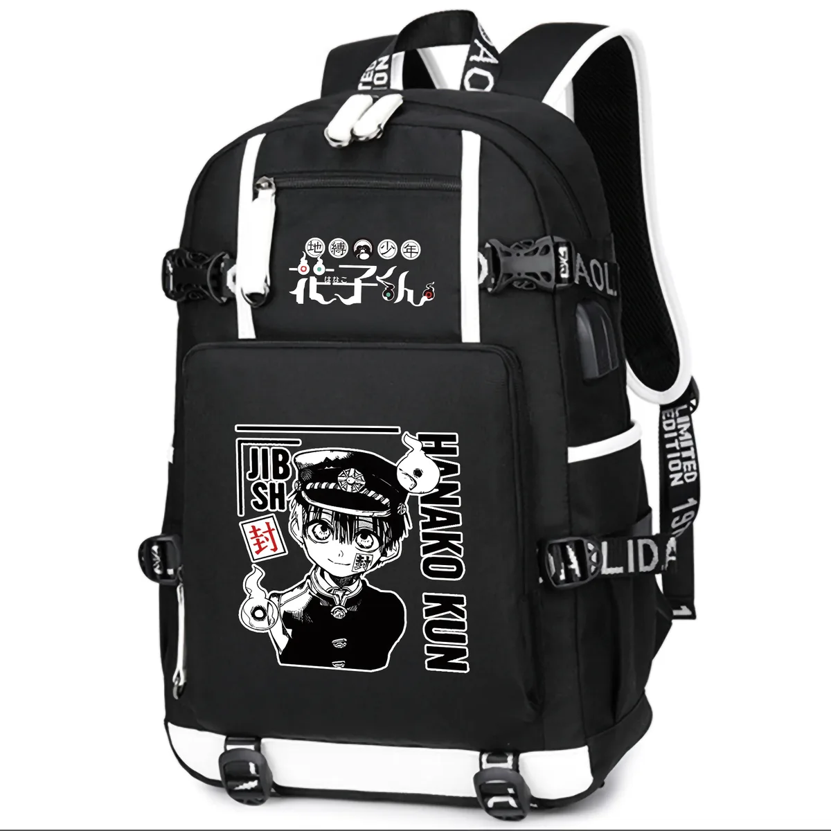 dessin animé toilette lié hanako-kun étudiants école sac à dos pour ordinateur portable oxford bookbag usb charge anime shouler sacs sac à dos décontracté