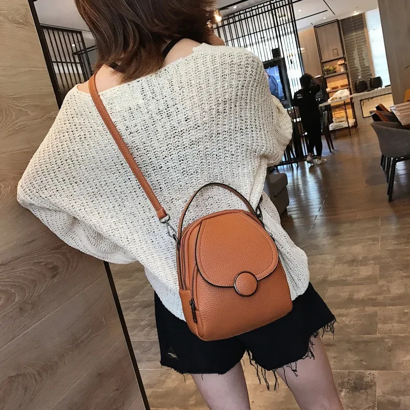 mini sac à dos à rabat, sac à dôme bandoulière convertible décontracté, sac à dos à poignée supérieure en simili cuir (7,87*9,06*3,15) pouces