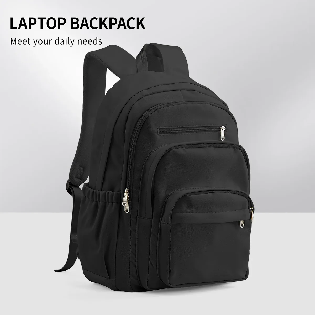sac à dos décontracté en nylon, sac à dos pour femme, design multi-poches en bleu clair durable pour l'école, le lycée et l'université