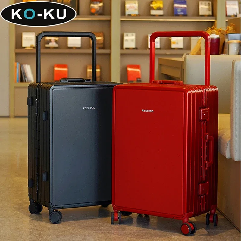 ko-ku ultra léger cadre en aluminium large chariot bagages femme grande capacité valise muet roue universelle 