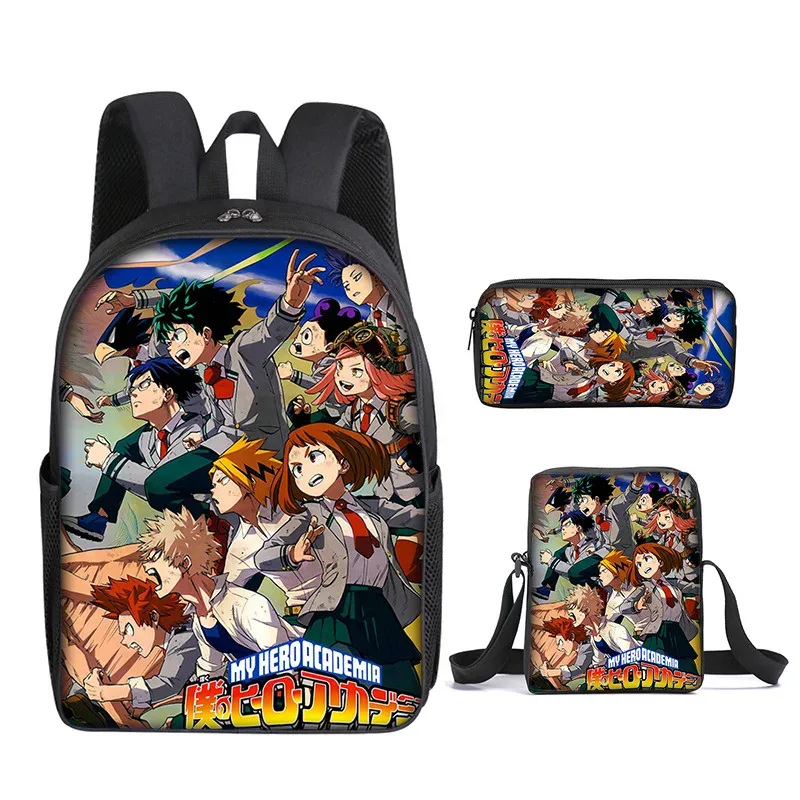 sac à dos my hero academy, sac à déjeuner, trousse à crayons, ensemble cadeau pour enfants et étudiants