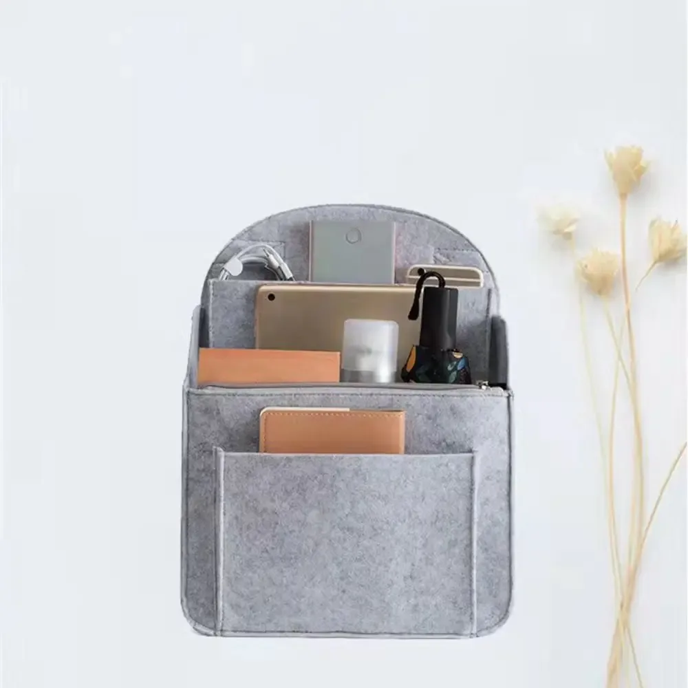 insert de sac à dos portable, petite pochette de rangement pour cosmétiques, sac de voyage intérieur pour femmes, organisateur de maquillage, compatible avec divers sacs, insert en feutre avec poches