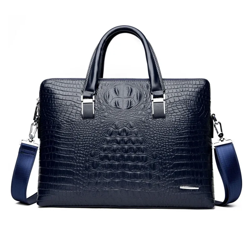 porte-documents en cuir pu pour homme, fourre-tout crocodile alligator, sac à main pour ordinateur portable 14, sacoche d'affaires à bandoulière