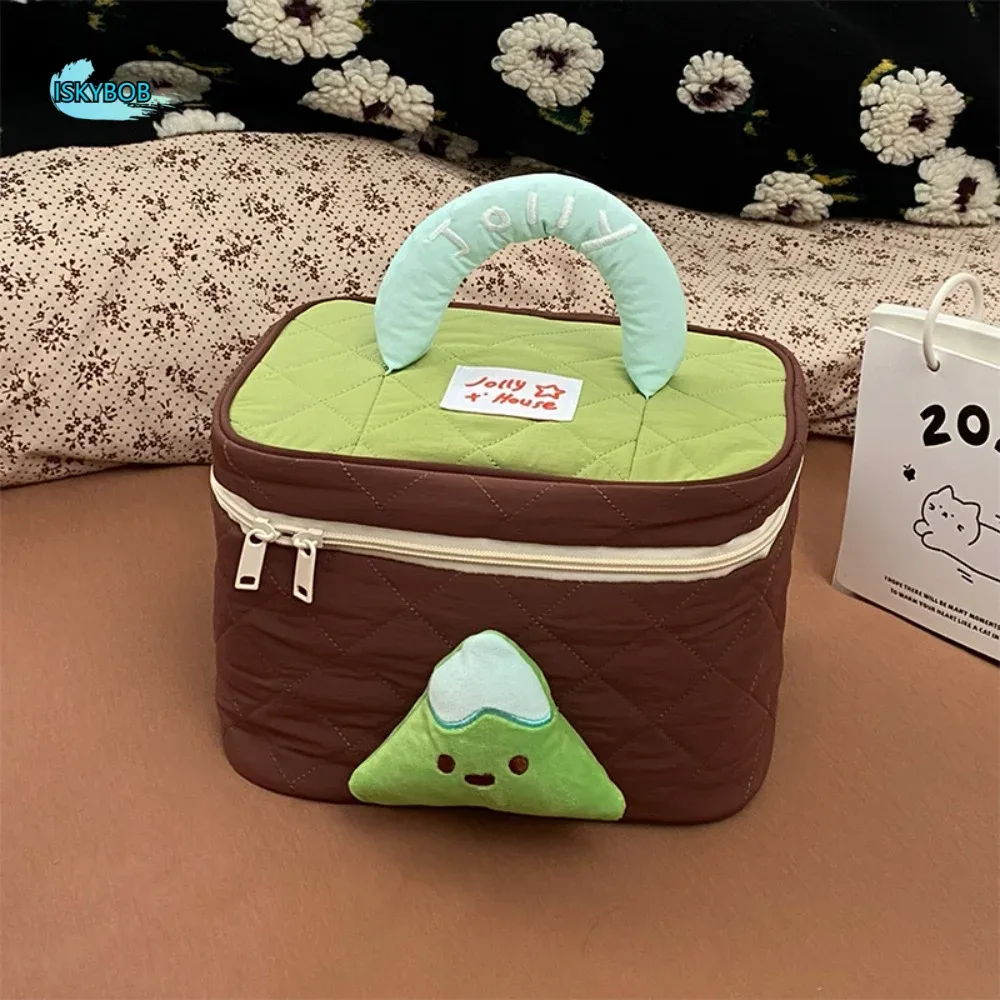 Trousse de Maquillage Dopamine Colorée Mignonne en Forme de Cabane Kawaii, Étui Cosmétique Portable en Forme de Maison, Trousse de Toilette à Fermeture Éclair pour Voyage