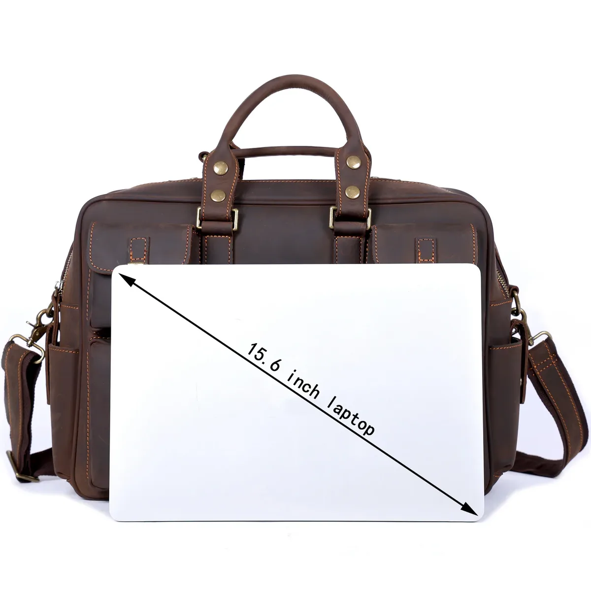 sac à main vintage pour homme en cuir pleine fleur, sac messager pour ordinateur portable 16 pouces, sac de voyage d'affaires en cuir véritable, cuir crazy horse.