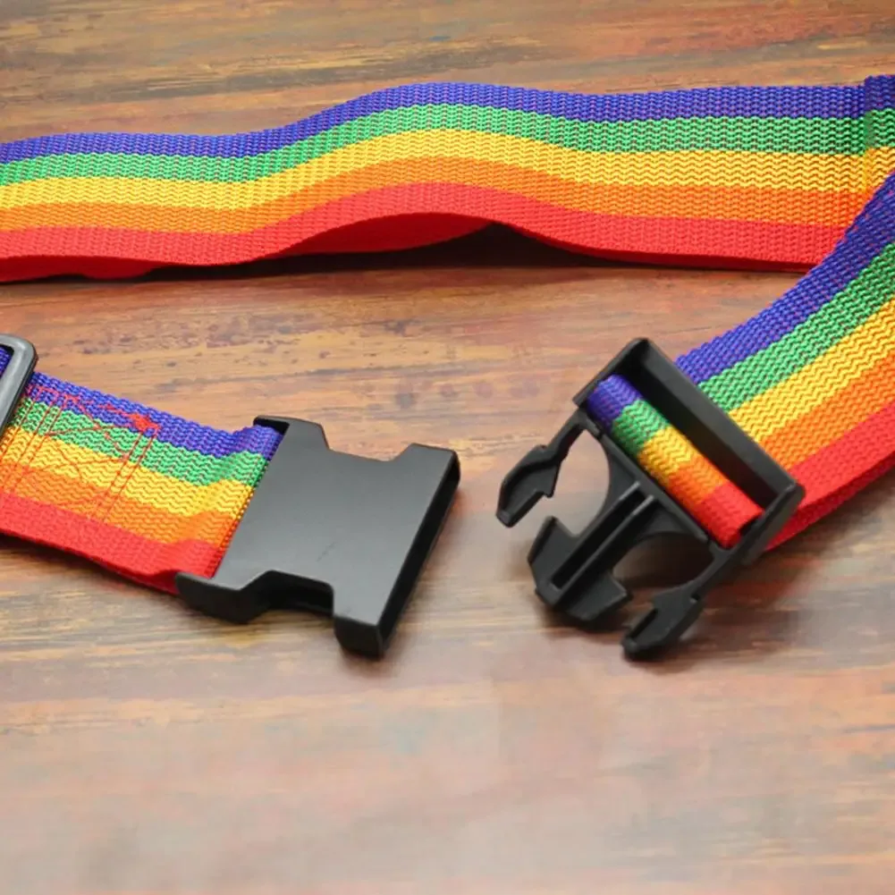 sangle de bagage arc-en-ciel réglable, ceinture de sécurité pour valise, accessoires de fixation pour valise de voyage