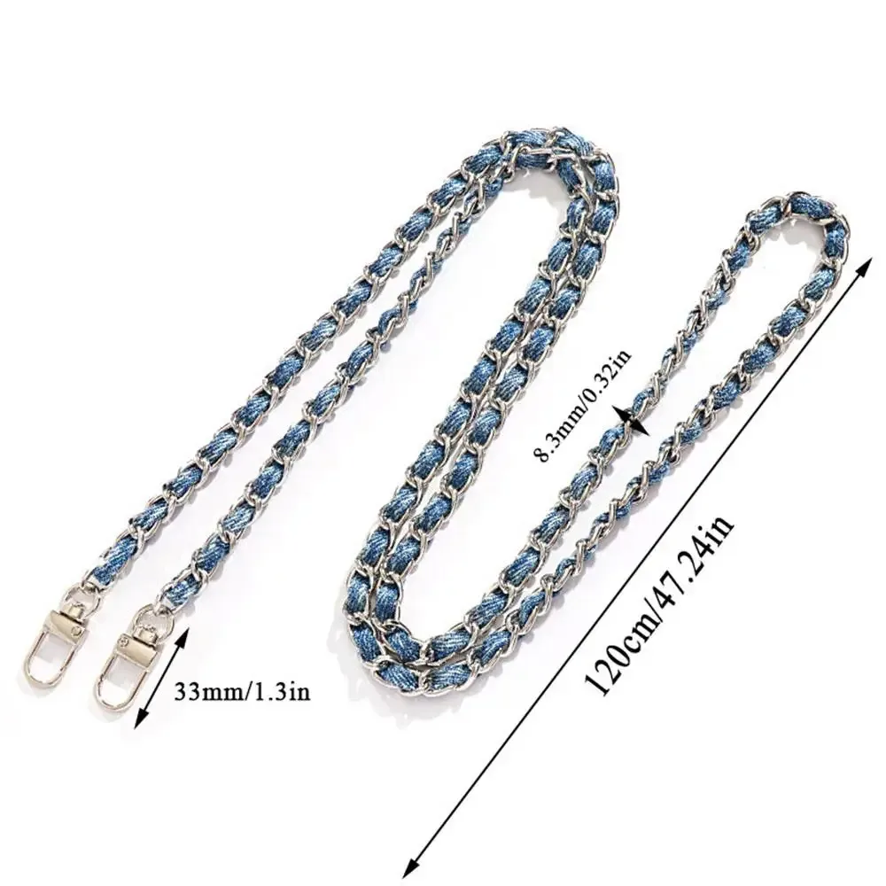 120cm sac breloques chaîne métal aluminium sac chaîne tressé denim sac à bandoulière sangle de remplacement épaule sac à main bricolage sangles ﻿