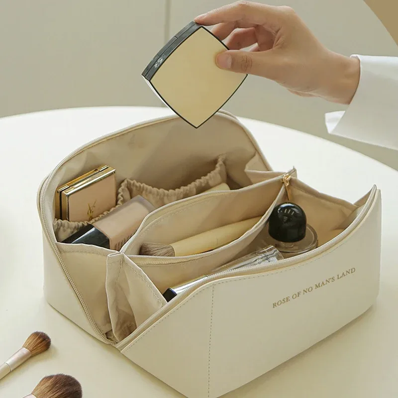 sacs à cosmétiques pour femmes, pochette de maquillage élégante en cuir pu, organisateur de produits de toilette de voyage, sac à main de rangement, fourre-tout de maquillage coréen