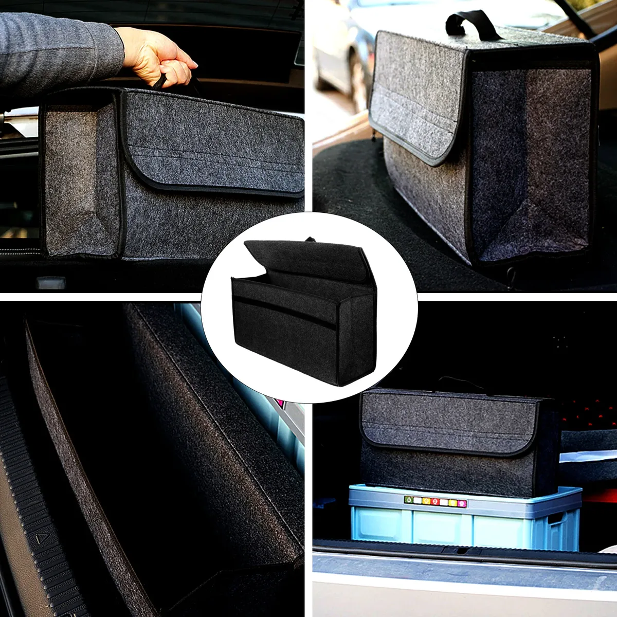 sac de rangement antidérapant pour coffre de voiture, grande boîte en feutre, accessoire