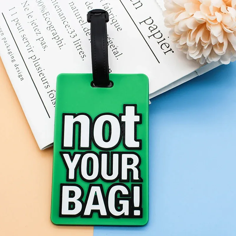 étiquettes de bagage en silicone, lettre créative, pas votre sac, accessoires de voyage, valise, style dessin animé, mode, portable, 2022
