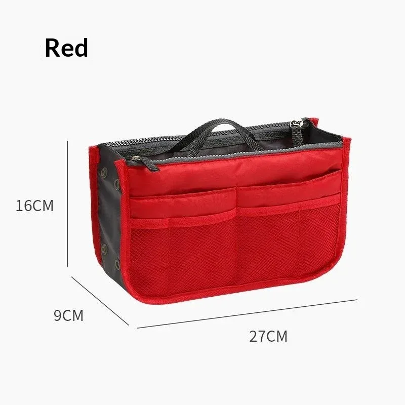 sac de rangement multifonctionnel à double fermeture éclair, grande capacité, pour l'organisation et le classement des articles de maquillage et de toilette.