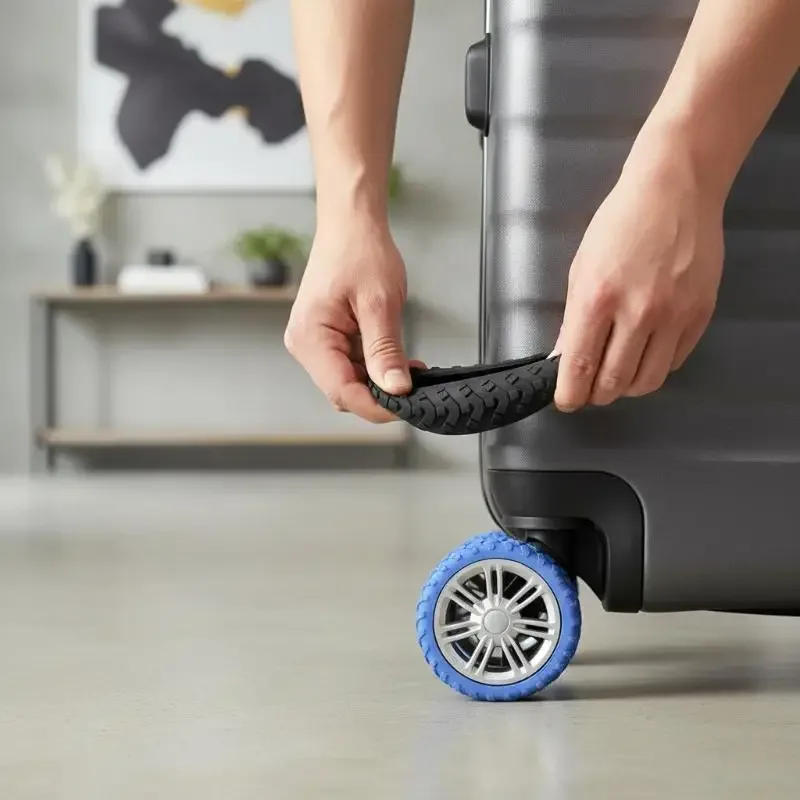 protecteur de roulettes de valise universel 5cm-7.5cm, 8 pièces, couvre-roues en silicone flexible, anti-usure, réduction du bruit, protection des roulettes de bagages