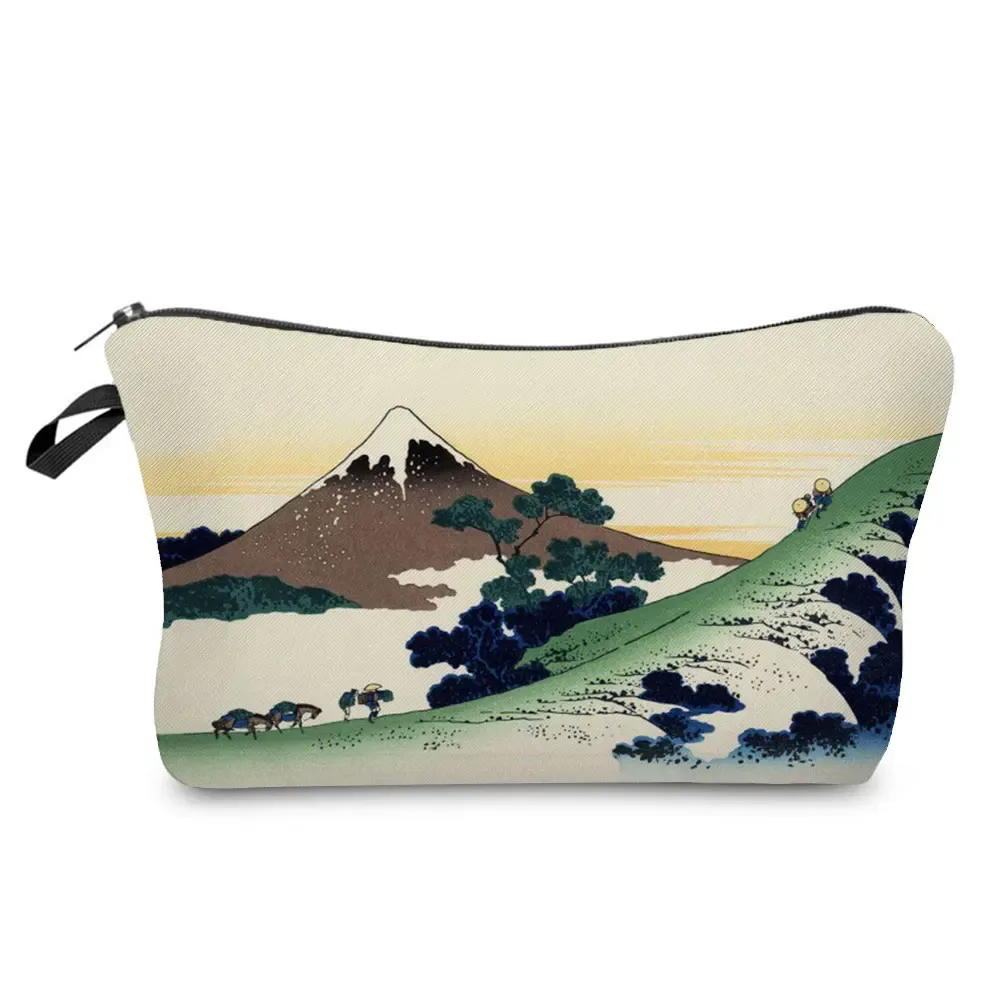 ukiyoe – mini trousse de maquillage pour femmes, design japonais, grue de styliste, trousse de toilette de voyage de plage, trousse à cosmétiques écologique réutilisable