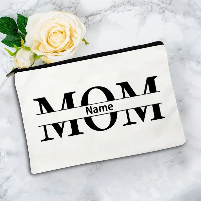 trousse de maquillage monogramme "maman papa", trousse de toilette essentiels de voyage, cadeau fête des mères et des pères avec nom personnalisé