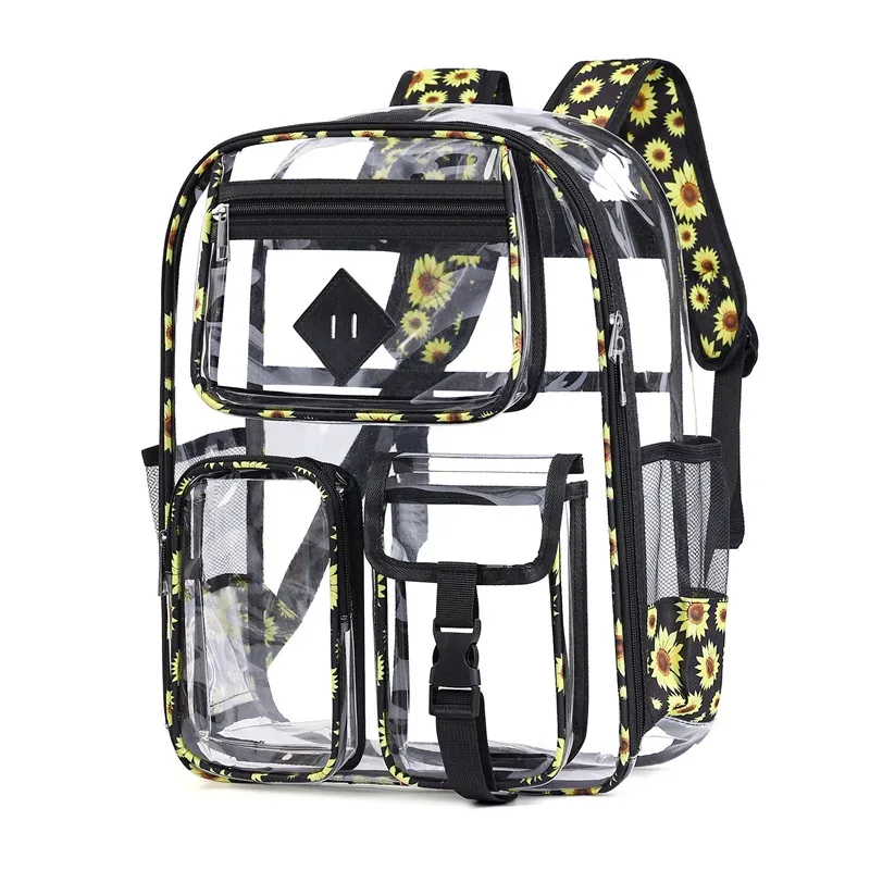 sac à dos transparent en pvc écologique, grande capacité, couleurs graffiti, sac d'étudiant tendance