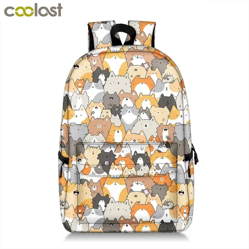 sac à dos imprimé chaton/chien, mignon, pour adolescent, garçon, fille, enfants, cartable pour voyage