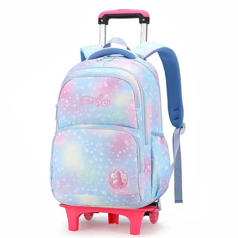 sac à dos pour enfants avec roulettes sacs d'école pour filles sac à roulettes mignon cartable princesse sac à dos à roulettes sacs à livres pour enfants