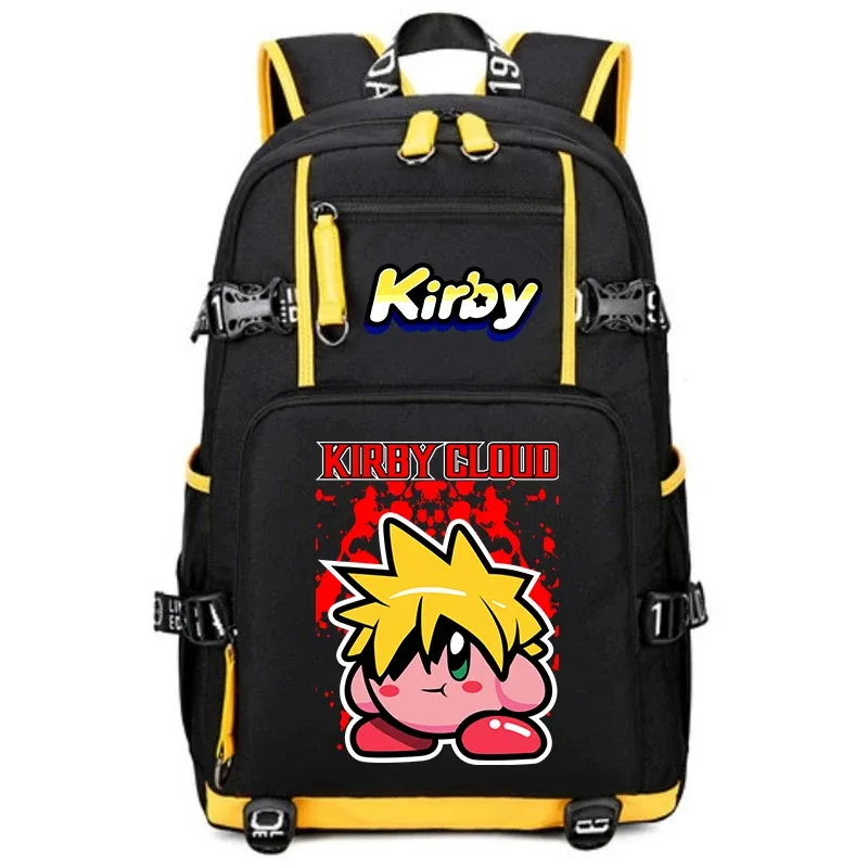 sac à dos d'étudiant imprimé dessin animé kirby, sac d'école de voyage de grande capacité pour enfants et adolescents