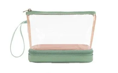 trousse de maquillage transparente multifonctionnelle, double couche, rangement de grande capacité, sac de voyage portable