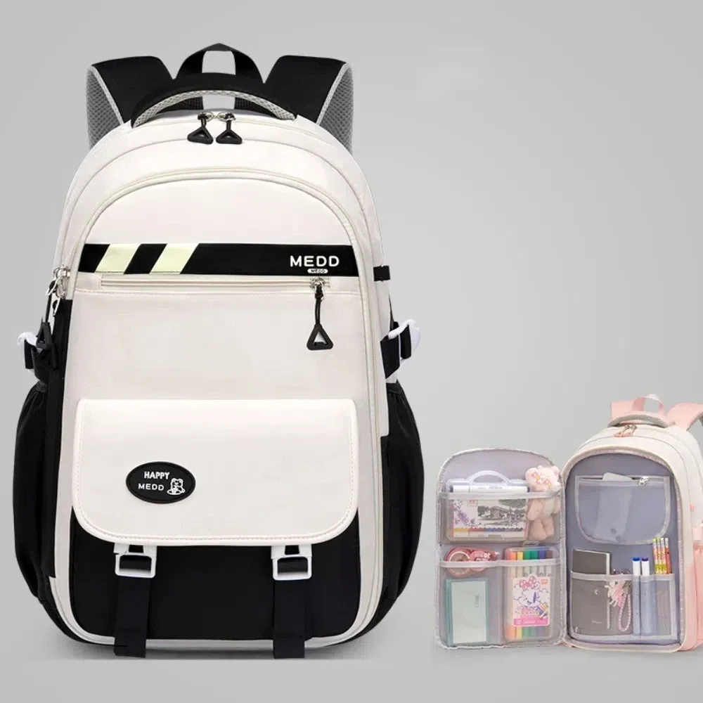 sac d'école de grande capacité, sac à dos imperméable pour soulager le stress, sac à bandoulière léger à double sangle pour filles du collège et du lycée