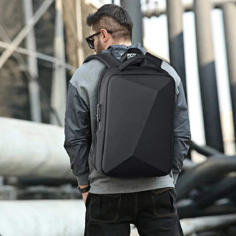 sac à dos pour ordinateur portable 15.6 pouces pour hommes, sac de voyage extensible, étanche, antivol, sac à dos d'affaires, chargeur usb, coque rigide abs