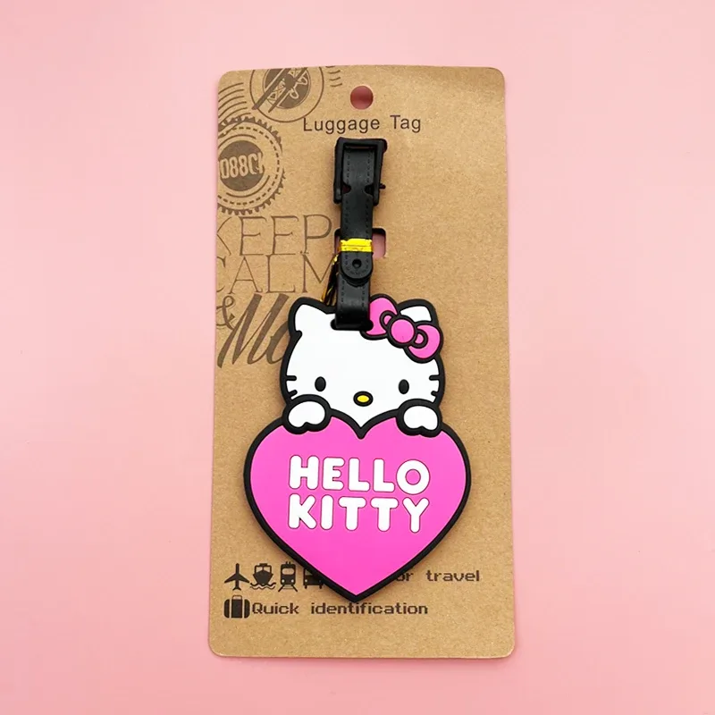 étiquette de bagage hello kitty, étiquette de bagage kuromi mignonne, valise de dessin animé, porte-adresse d'identification, bagages d'embarquement portables