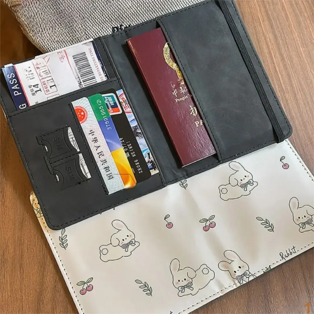 porte-passeport en cuir pu capybara, dessin animé, ultra-fin, sac à passeport multifonction, portefeuille de cartes de crédit portable