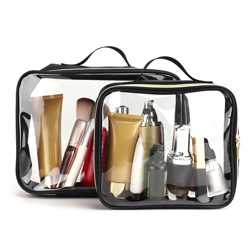 sac de lavage de voyage portable pour femmes, pochette de rangement transparente et étanche pour maquillage, organisateur de cosmétiques de grande capacité, étui de beauté pour femmes