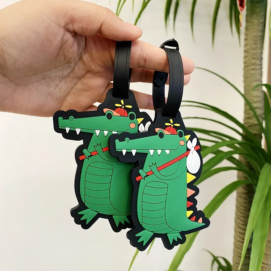 étiquette de bagage dinosaure vert, étiquette de nom de voyage pour valise, sac à dos, station d'aéroport, étiquettes volantes d'embarquement mâle/femelle, 1 pièce/2 pièces