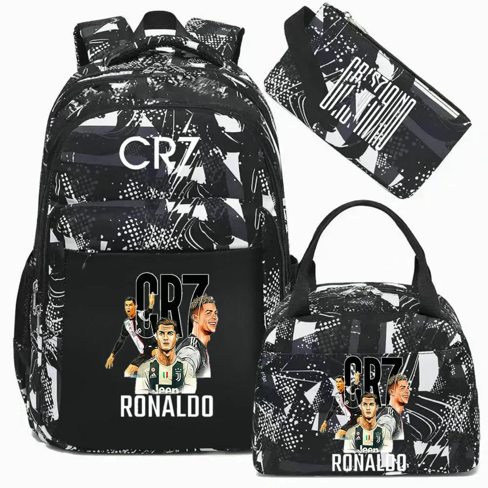 sac à dos pour ordinateur portable cr7, pour femmes et hommes, sacs à dos décontractés pour le sport et le football, sac à dos oxford pour femmes, sac d'école pour hommes, sac de voyage, mochilas 3 pièces