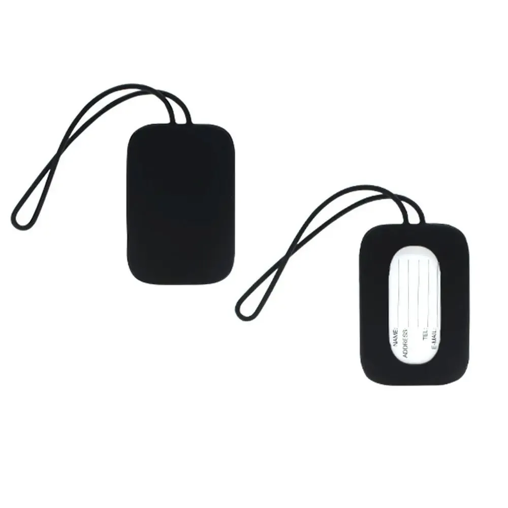 étiquette de bagage en silicone souple avec lanière, identification de valise, carte d'embarquement anti-perte, nom, téléphone, adresse, voyage