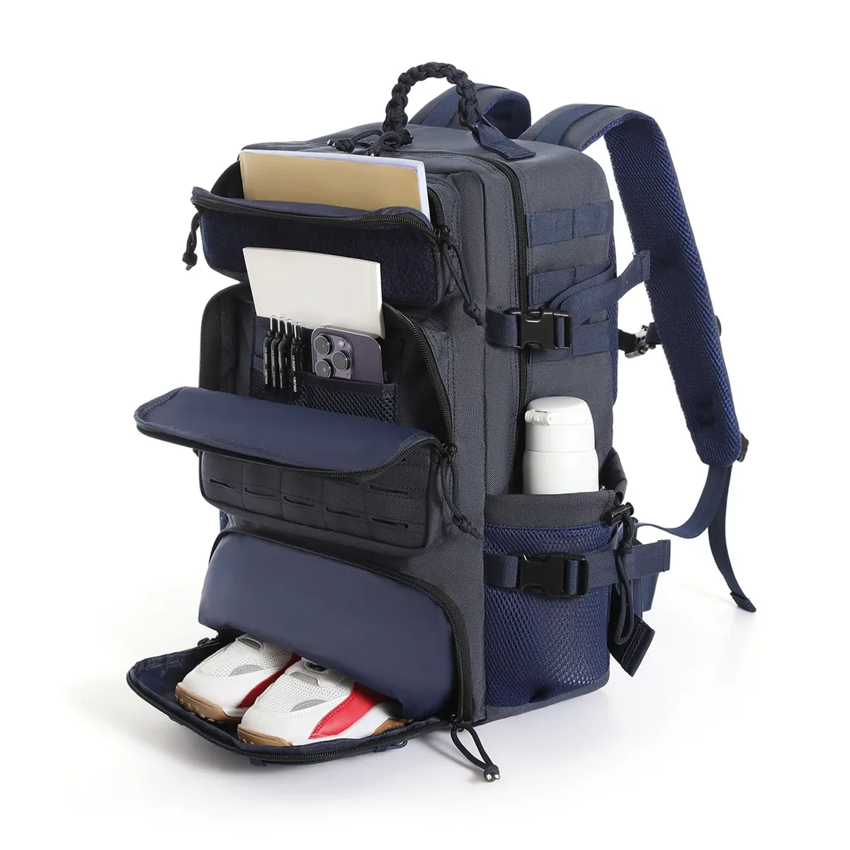 sac polochon pour homme avec système modulaire de grande capacité, design multi-compartiments avec espace de rangement pour chaussures