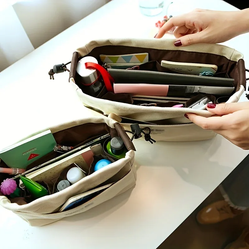 pochette de rangement multi-compartiments avec cordon de serrage, doublure de sac à main de grande capacité avec poche, pour objets personnels zsy, 1 pièce