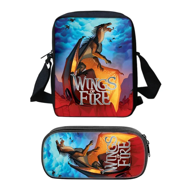ensemble de sacs de téléphone wings of fire, sac à bandoulière avec sac initié, étui à crayons, boîte à crayons pour étudiants, meilleur cadeau, 2 pièces