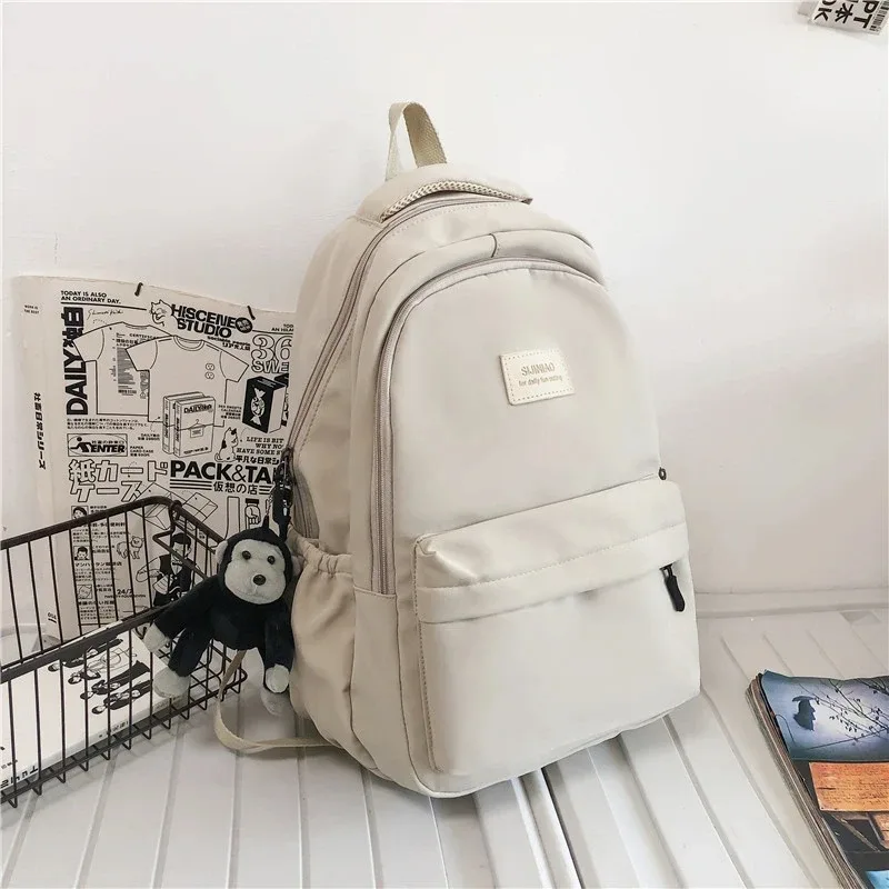 sac à dos de couleur unie pour femmes, sac de livre d'université multi-poches, sacs à dos décontractés pour ordinateur portable, cartable pour hommes et adolescentes, sacs d'école pour filles
