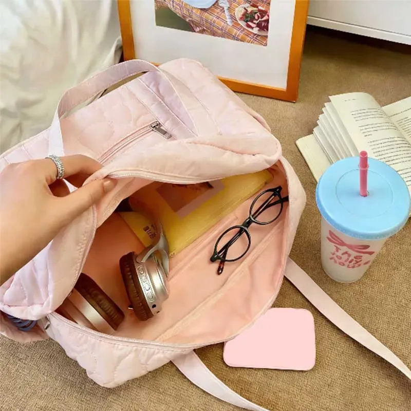 sac décontracté à porter sous le bras, sac de voyage, sac de style coréen de couleur unie, sac fourre-tout pour maman, sacs de rangement de voyage en forme de cœur pour femmes