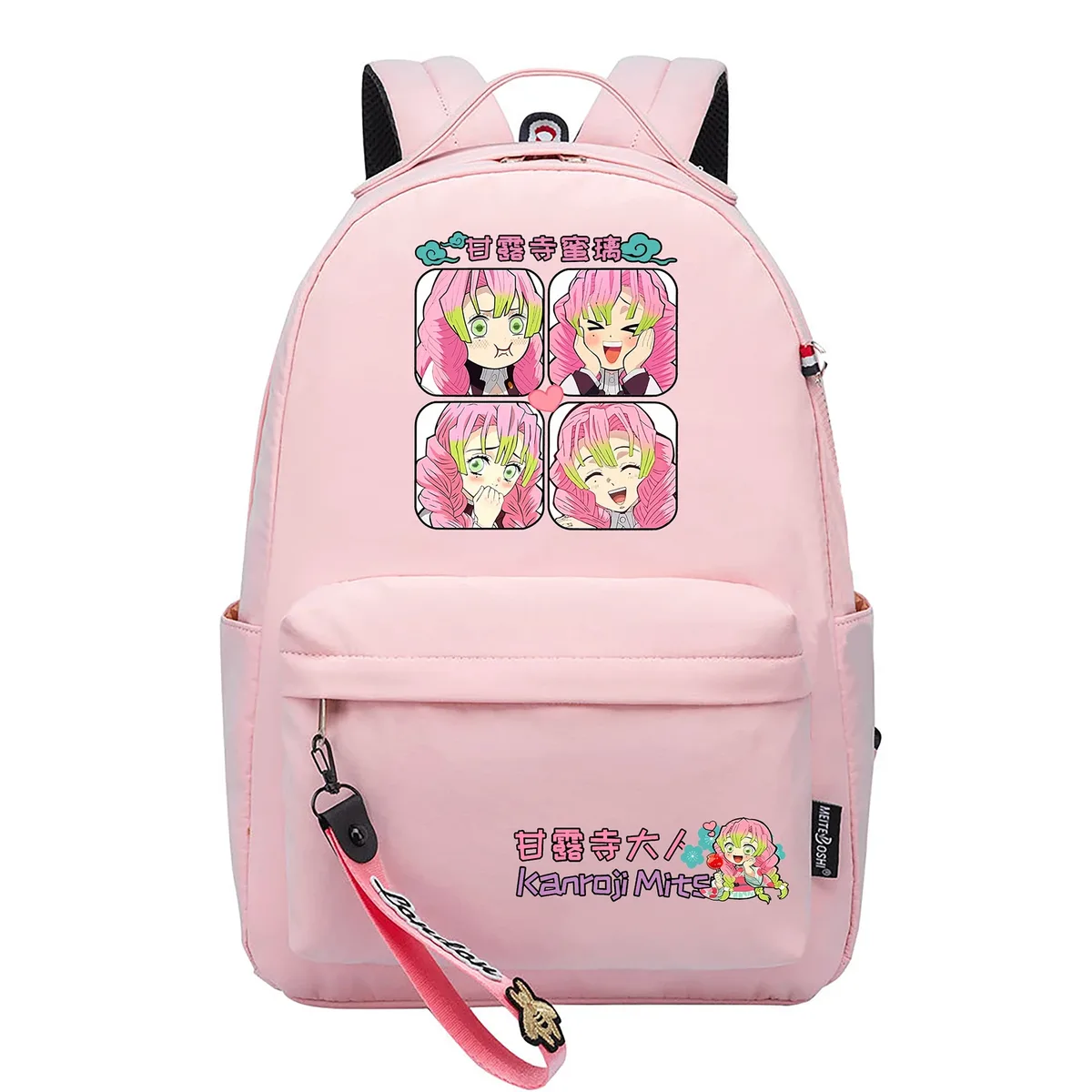 sacs d'école anime kanroji mitsuri kawaii, sac à dos de jour de dessin animé pour femmes, sac à dos de voyage rose, petite épaule pour ordinateur portable