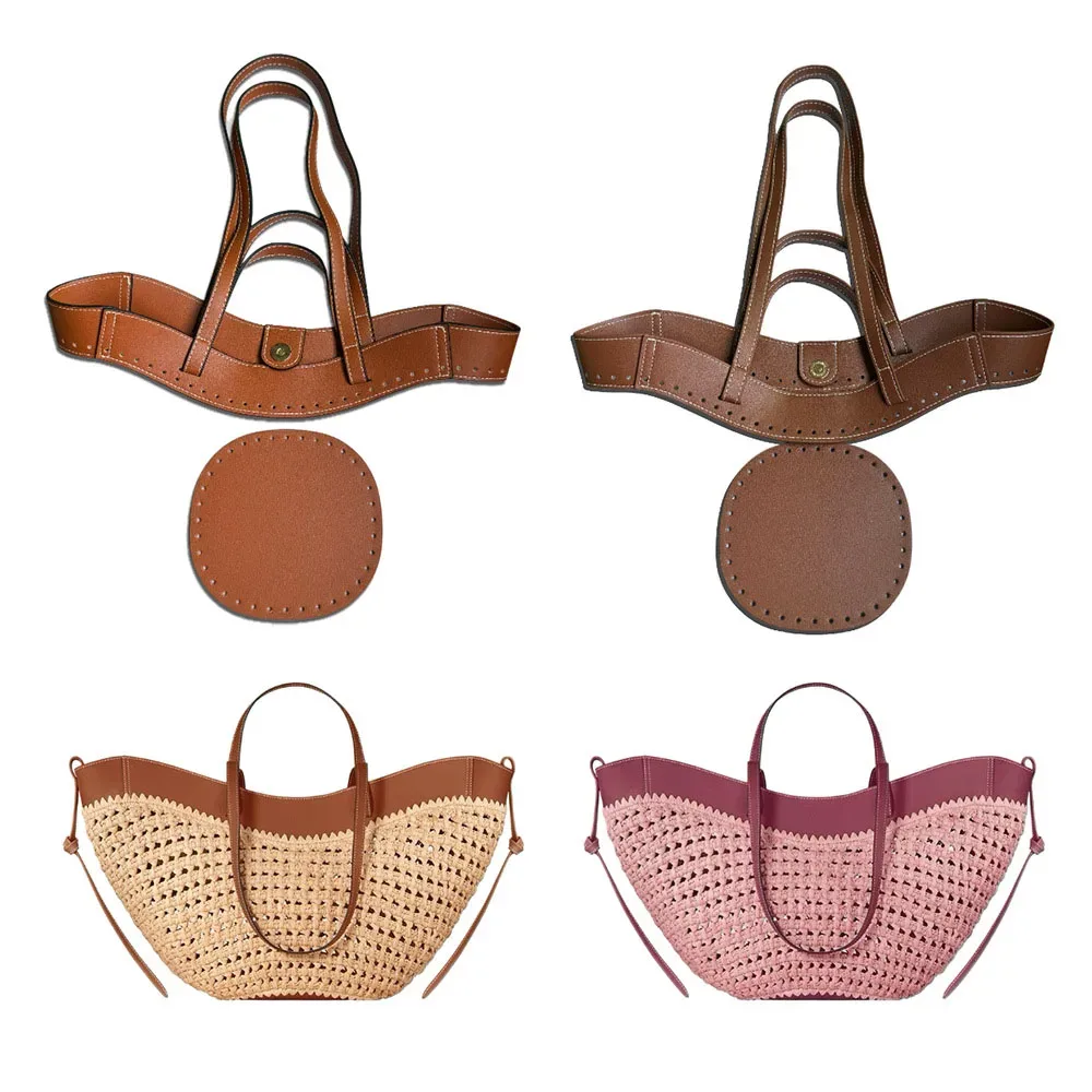 Accessoires de fabrication de sacs fourre-tout tissés pour femmes, kit de crochet et tricot pour sac de plage en paille, poignées à coudre pour sac à bandoulière DIY