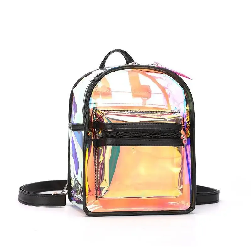 mode coréenne mini sac à dos femmes gelée transparent double sac à bandoulière mignon filles sac à main voyage en plein air petit sac pour les femmes