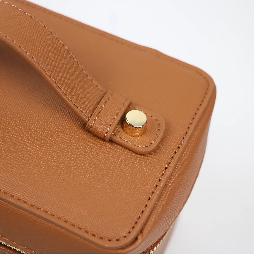 trousse de toilette de voyage personnalisable en cuir saffiano pour femme, sac de rangement portable suspendu pour maquillage et cosmétiques
