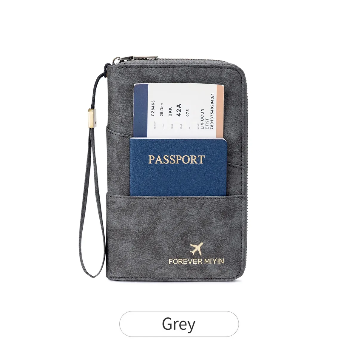 porte-passeport familial de voyage, portefeuille de rangement à fermeture éclair pour documents de grande capacité, sac à main en pu, accessoire de voyage unisexe