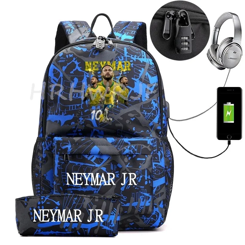 sac à dos neymar imprimé usb pour adolescents, sac à bandoulière pour ordinateur portable, sac à dos à la mode pour filles et garçons, sacs à dos pour lycée, mochilas de voyage
