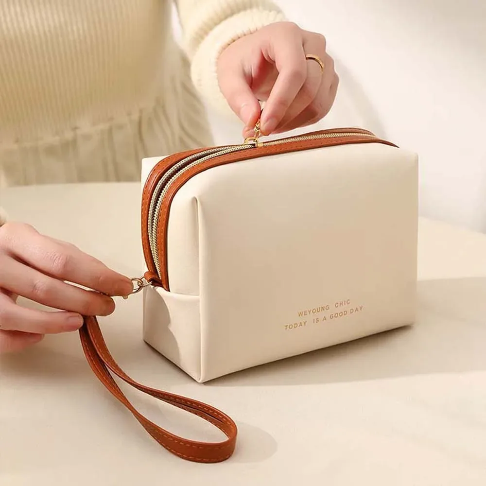 pochette organisateur de sacs portefeuille en pu, trousse de maquillage multifonctionnelle, organisateur de toilette, trousse de lavage, pochette cosmétique portable 3d pour salle de bain