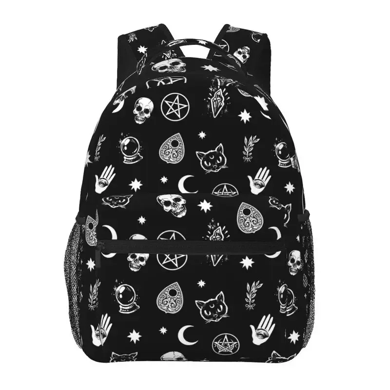 Noir sorcière crâne lune Divination sacs à dos école livre sacs étanche étudiant sac à dos pour ordinateur portable décontracté voyage sport sacs à dos