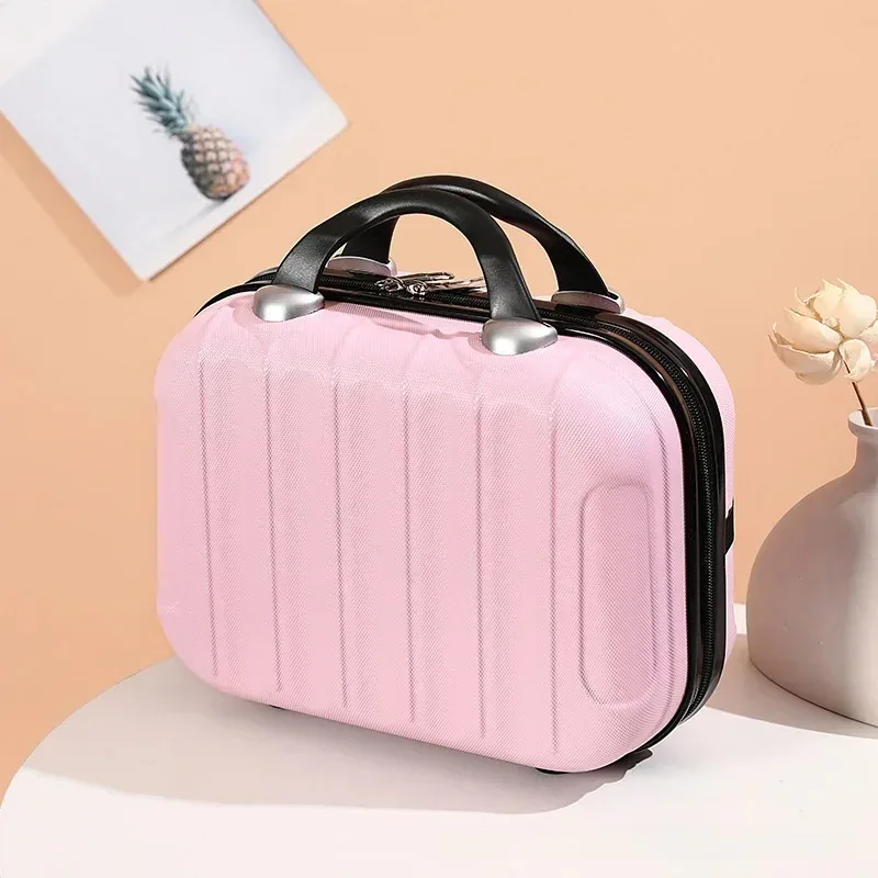 sac de maquillage de voyage pour femmes de 14 pouces, mini valise compacte en plastique abs, design uni, idéal pour un usage personnel