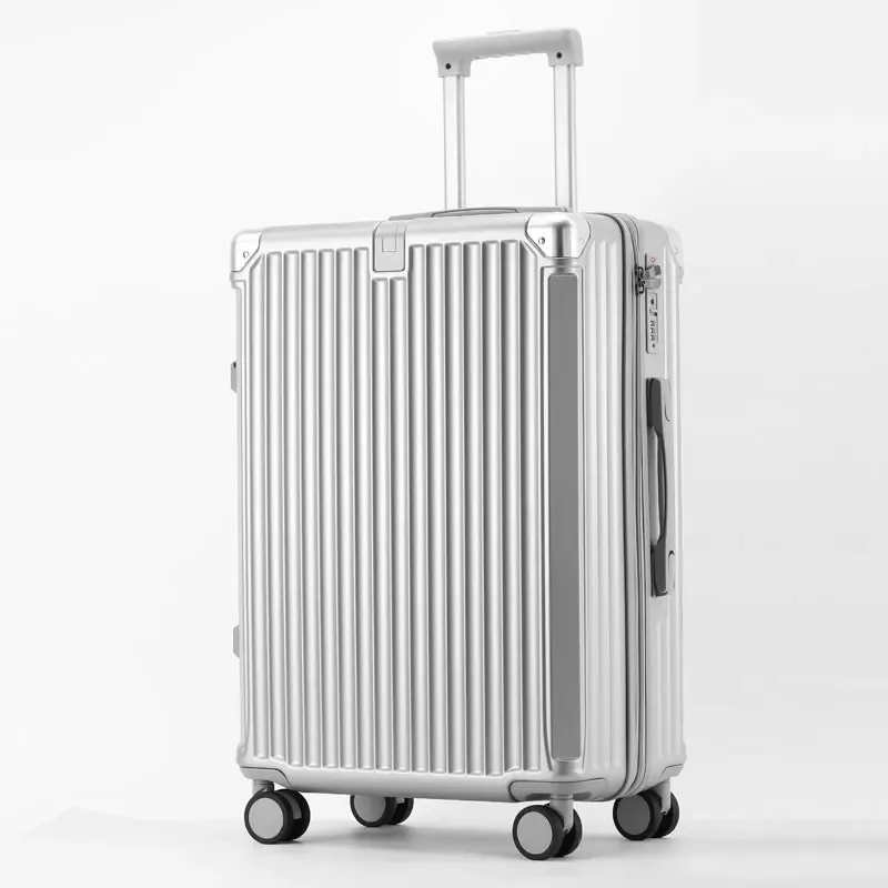 valise abs + pc à fermeture éclair, bagage multifonctionnel de grande capacité, étui de voyage avec crochet porte-gobelet, roue rotative 20", 24", 28"