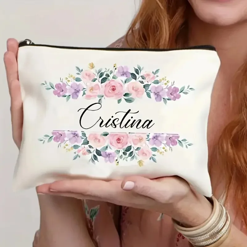 nouvelle trousse de rangement pour fleurs d'automne, sac à fermeture éclair, trousse de maquillage en lin, trousse de beauté, pochette de maquillage, étui à maquillage